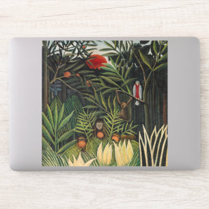 Sticker Henri Rousseau - Singes et perroquets en Forêt Vie