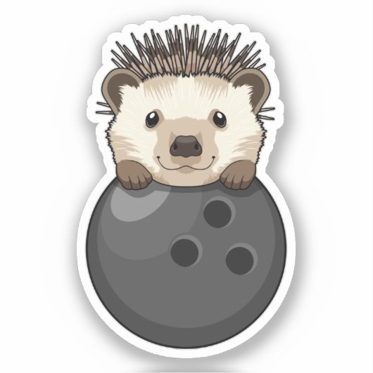 Sticker Hérisson à Bowling avec Bowling (Recto)