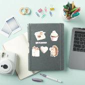Sticker Hérisson Coeurs Chocolat Rose Pâle Beige (Couverture iPad)
