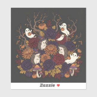 Sticker hérisson halloween hantée forêt