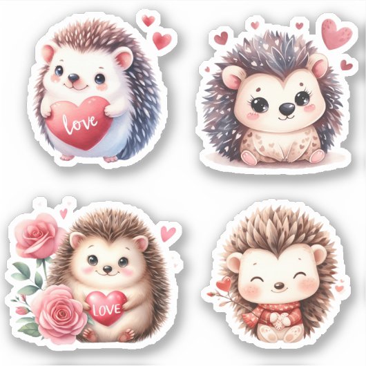 Sticker Hérisson mignon de la Saint-Valentin (Devant)