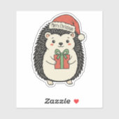 Sticker Hérisson Mignon Joyeux Noël (Feuille)