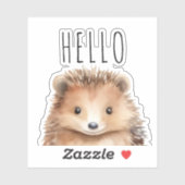 Sticker Hérisson mignon texte personnalisé (Feuille)