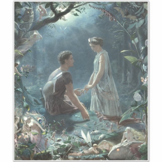 Sticker Hermia Lysander & fées Midsummer Night Dream (Devant)