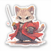 Sticker Héros Chat de style Samouraï en colère (Devant)