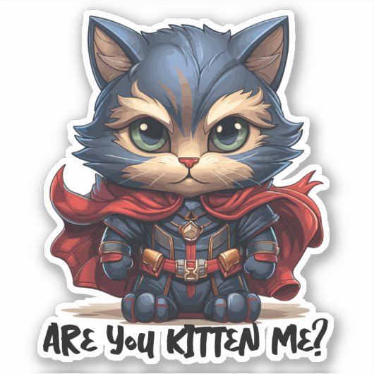Sticker Héros Chat - "Es-Tu Kitten Me ?" (Devant)