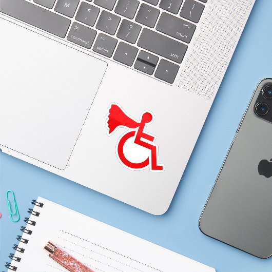 Sticker Héros handicapé (Ordinateur portable avec iPhone)
