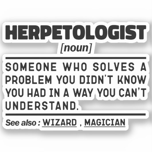 Sticker Herpetologue Noun Professeur Cool Sarcastique (Recto)