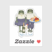 Sticker Heure Heureuse Illustrée Mariage Grenouilles (Feuille)