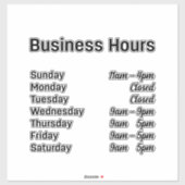 Sticker Heures d'affaires personnalisables (Feuille)