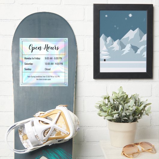 Sticker Heures ouvertes transparentes (Snowboard)