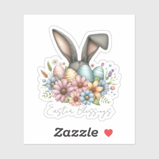 Sticker Heureuse Bénédiction Ester Bunny Gris Oreilles mig (Feuille)