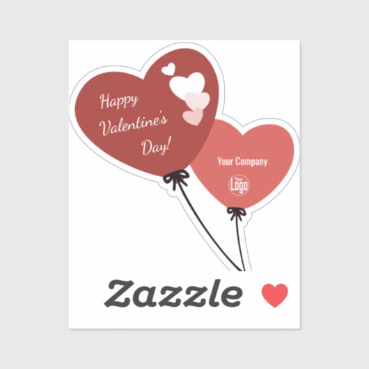 Sticker Heureuse Sainte-Valentin de petite entreprise deux (Feuille)