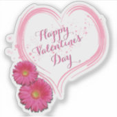 Sticker Heureuse Sainte-Valentin des fleurs de coeur roses (Devant)
