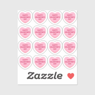 Sticker Heureuse Sainte-Valentin rose 16 coeurs de convers