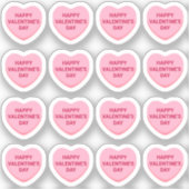 Sticker Heureuse Sainte-Valentin rose 16 coeurs de convers (Recto)