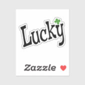 Sticker Heureux avec quatre feuilles de trèfle (Feuille)