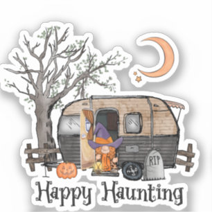 Sticker Heureux   Camper d'Halloween   Sorcière Éffrayante