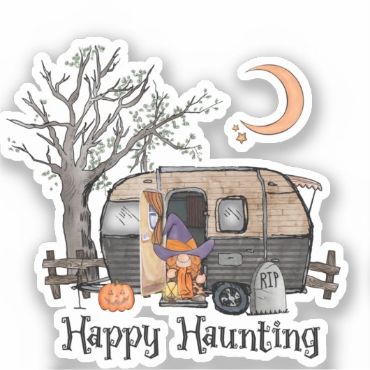 Sticker Heureux | Camper d'Halloween | Sorcière Éffrayante (Recto)