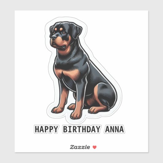 Sticker Heureux chien de nom d'anniversaire (Feuille)