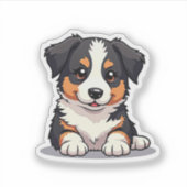 Sticker Heureux chiot de berger australien – Art Chibi (Devant)