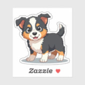 Sticker Heureux chiot de berger australien – Art Chibi (Feuille)