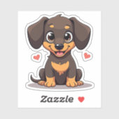 Sticker Heureux chiot teckel – Art Chibi (Feuille)