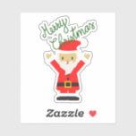 Sticker Heureux Père Noël vous souhaite Joyeux Noël<br><div class="desc">Heureux Père Noël vous souhaite un Joyeux Noël sur un autocollant.</div>