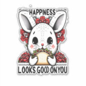 Sticker Heureux Rabbit bonheur a l'air bon sur vous (Devant)