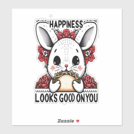 Sticker Heureux Rabbit bonheur a l'air bon sur vous (Feuille)
