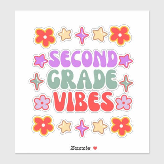 Sticker Heureux retour à l'école, collant de vibes de 2e a (Feuille)
