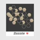 Sticker hexagone géométrique moderne noir et or partie (Feuille)