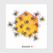 Sticker Hexagone noir orangé Hexagone moderne (Feuille)