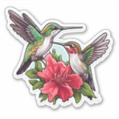 Sticker Hibiscus de la paire de colibris (Devant)