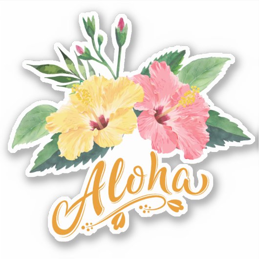 Sticker Hibiscus Decal Fleurs Hawaiiennes Tropical (Devant)