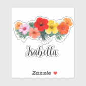 Sticker Hibiscus Decal Fleurs Hawaiiennes Tropical (Feuille)