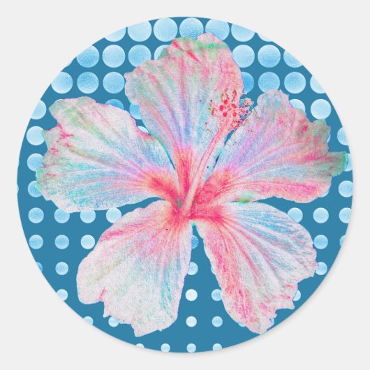 Sticker Hibiscus Design en bleu (Devant)