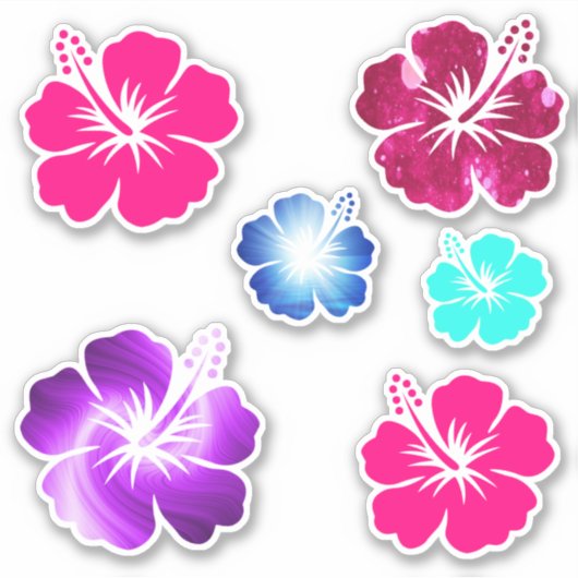 Sticker Hibiscus hawaïen Fleur Tropical Formé Art (Devant)