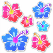 Sticker Hibiscus hawaïen Fleur Tropical Formé Art (Devant)