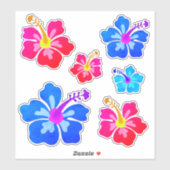 Sticker Hibiscus hawaïen Fleur Tropical Formé Art (Feuille)