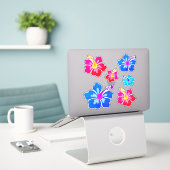 Sticker Hibiscus hawaïen Fleur Tropical Formé Art (Ordinateur portable sur le bureau)