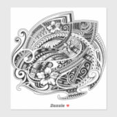 Sticker HIBISCUS POLYNESIAN TRIBAL Blk (Feuille)