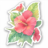 Sticker Hibiscus rose Aquarelle (Devant)