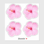 Sticker Hibiscus rose Fleur tropicale (Feuille)