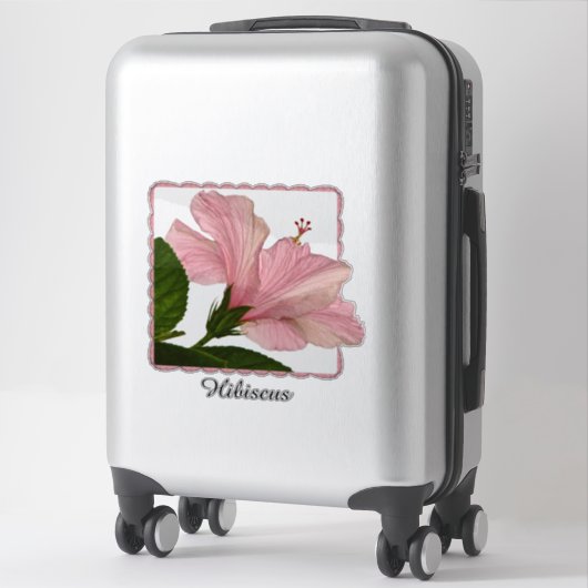 Sticker Hibiscus rose tropical Photographie florale | Nom (Sur valise)