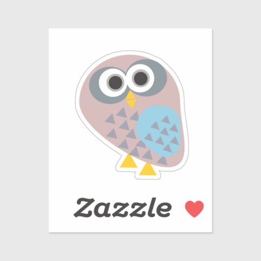 Sticker Hibou mauve gris bleu (Feuille)