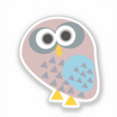 Sticker Hibou mauve gris bleu (Recto)