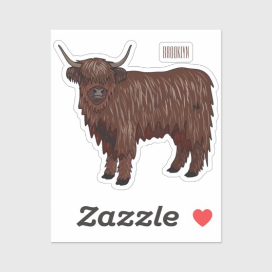 Sticker Highland cow (Feuille)