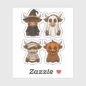 Sticker Highland Cow Halloween Funny automne Éffrayant (Feuille)