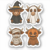 Sticker Highland Cow Halloween Funny automne Éffrayant (Devant)